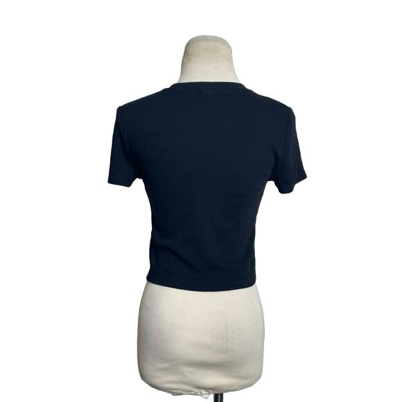 TNA black short sleeves crop fitted T shirt size Medium - Picture 11 of 14